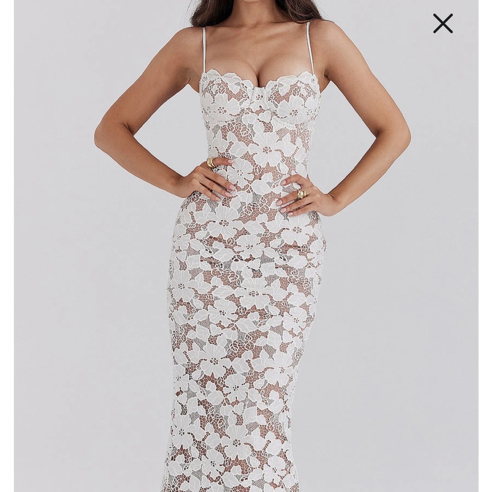 House of CB White Lace Midi Dress